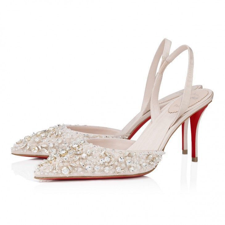 Christian Louboutin Queenissima Sling 80mm Leche Size US 5 / IT 35 - 1 Thumbnail