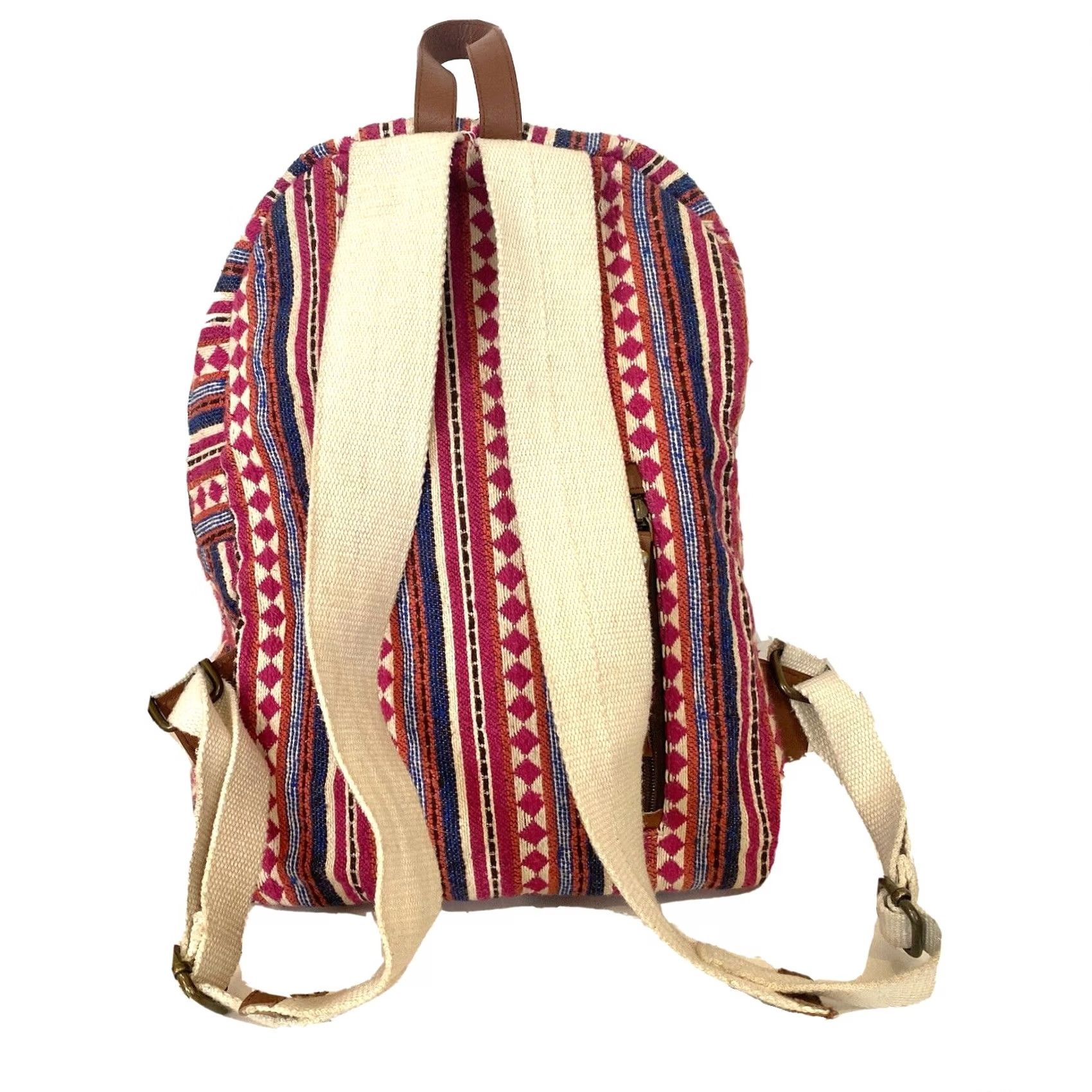 Pinko Artisan NY Backpack Women’s Boho Pink Multicolor Woven Leather Accents Bag Book Bag Size ONE SIZE - 5 Thumbnail