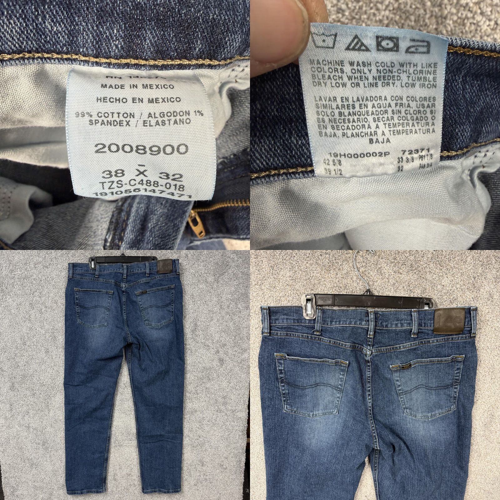 Lee Lee Jeans Mens 38x31 Blue Regular Fit Straight Stretch Denim Classic Normcore Size US 38 / EU 54 - 8 Thumbnail
