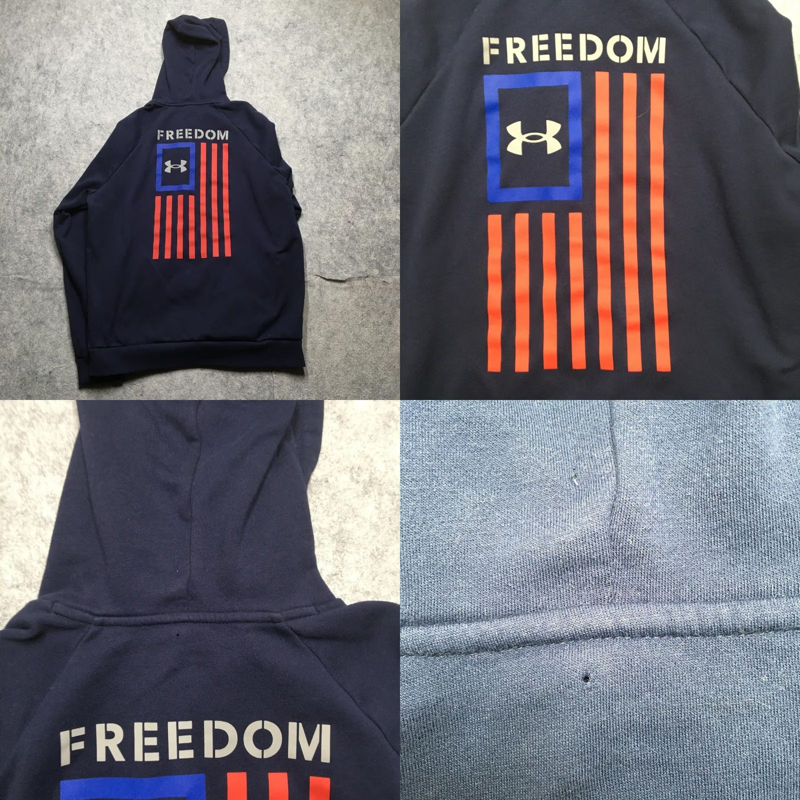 Under Armour Under Armour Freedom Hoodie Mens L Blue Pullover Graphic Print Flag USA Size US L / EU 52-54 / 3 - 8 Thumbnail