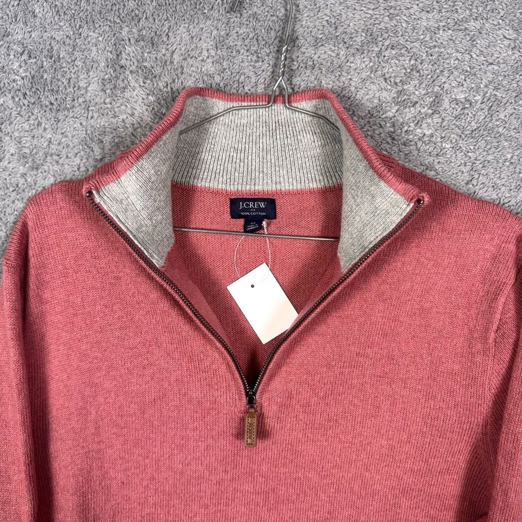J.Crew J.Crew Half-Zip Sweater Men M Pink Pullover Cotton Ribbed Trim Long Sleeve BF091 Size US M / EU 48-50 / 2 - 5 Thumbnail