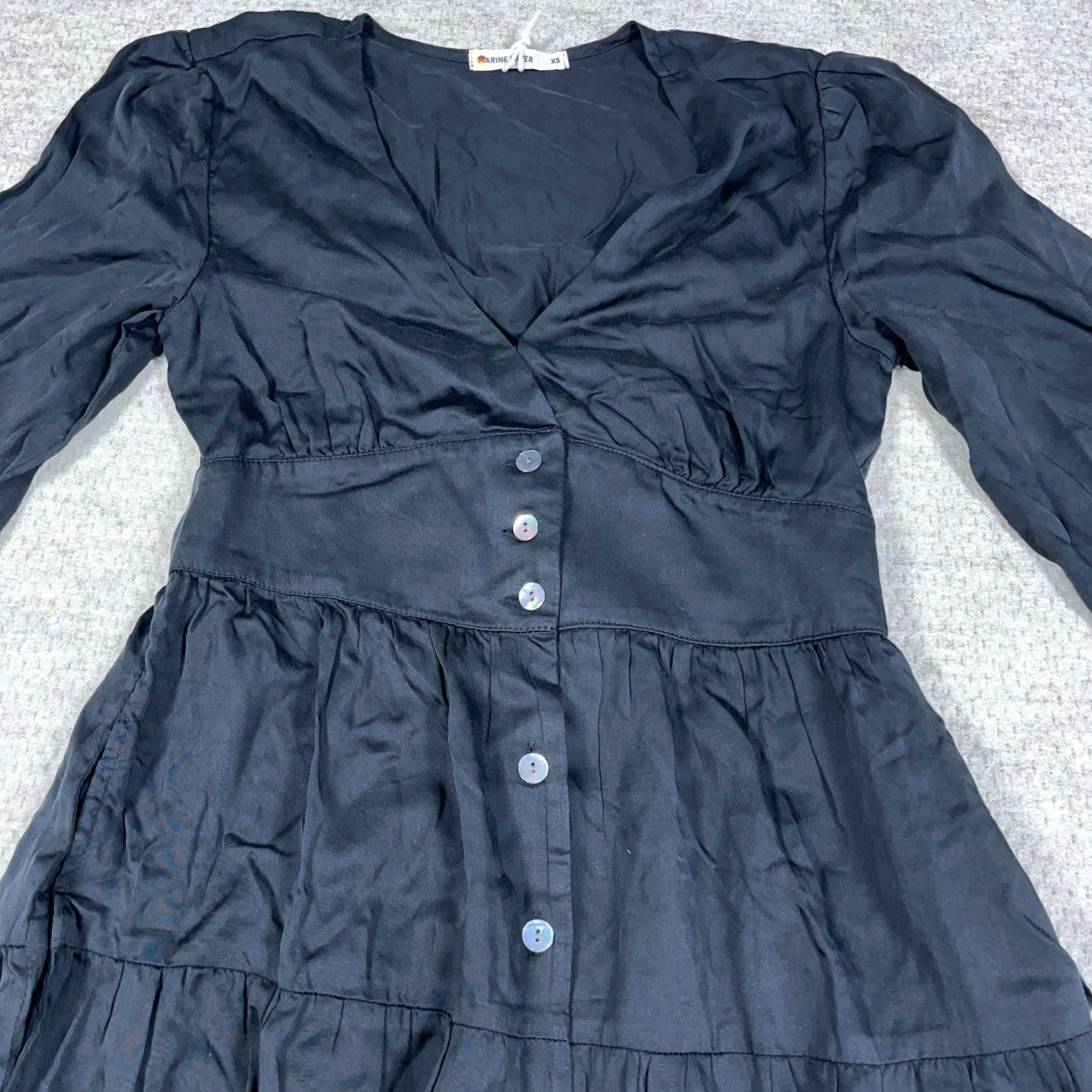 Marine Layer Marine Layer Dress Shirt Dress Women XS Black Lyocell Knit 3/4 Sleeve V-Neck Long Button Casual Beach Bohemian Peasant Spring Summer Size XS / US 0-2 / IT 36-38 - 4 Thumbnail