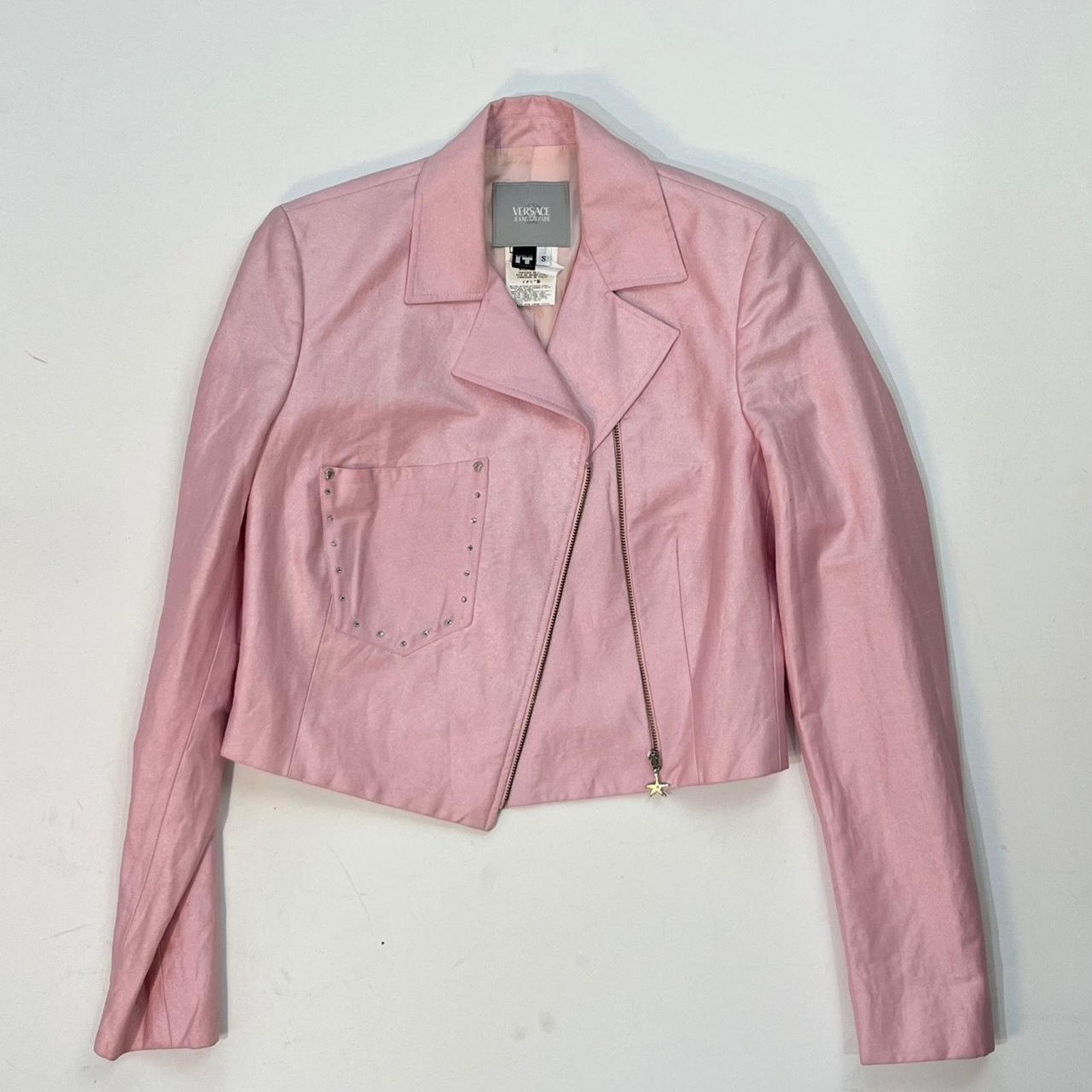 Versace Vintage Versace pink studded jacket Size 44S - 1 Thumbnail
