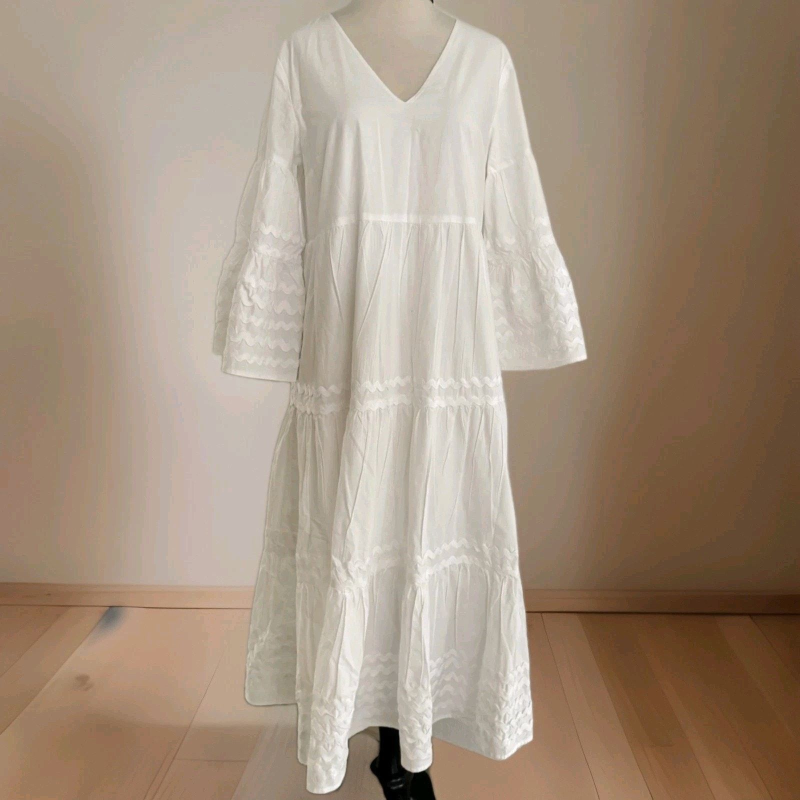 Lisa Marie Fernandez Lisa Marie Fernandez Minimalist Ric Rac Bohemian White Dress Size M / US 6-8 / IT 42-44 - 6 Thumbnail