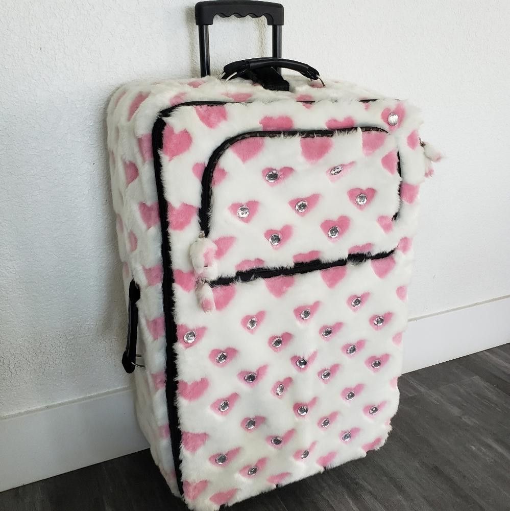 Designer White Pink Faith Knight Faux Fur L Luggage Size ONE SIZE - 1 Thumbnail