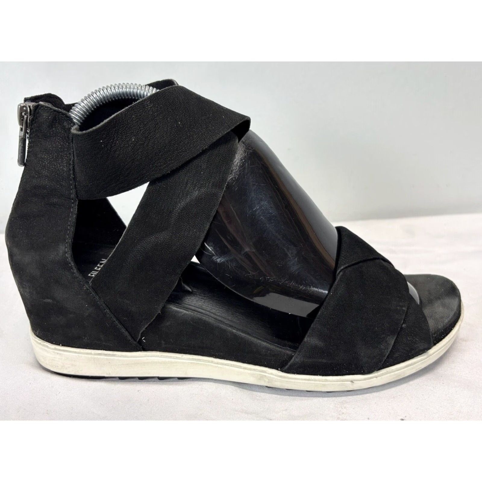 Eileen Fisher Eileen Fisher Sport Criss Cross Tumbled Leather Nubuck Platform Sandals Black 9 Women Size US 9 / IT 39 - 2 Thumbnail