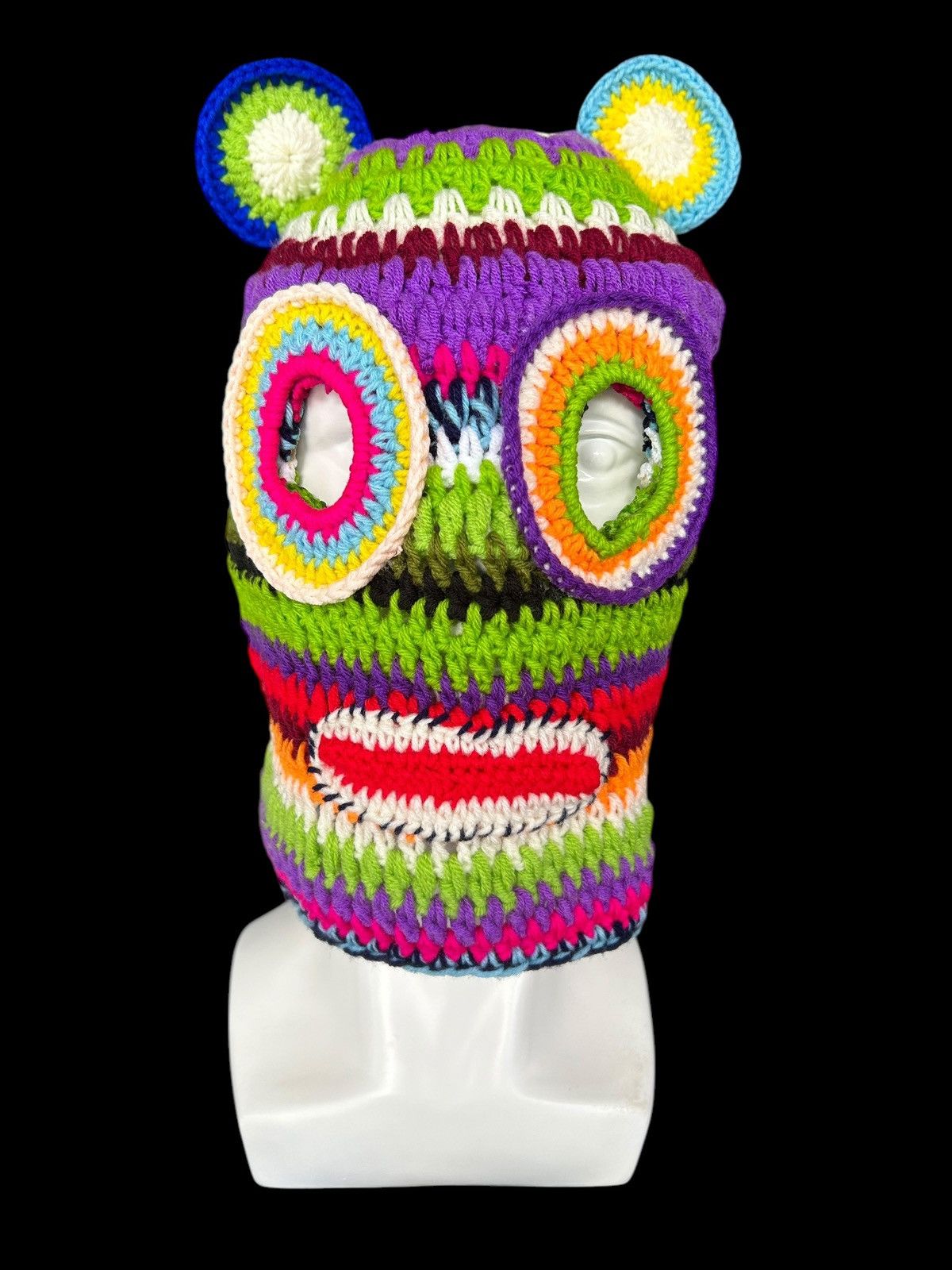 Japanese Brand × Kapital × Vintage Very Rare Crochet Knitted Handmade Balaclava Masked ☠️☠️ Size ONE SIZE - 4 Thumbnail