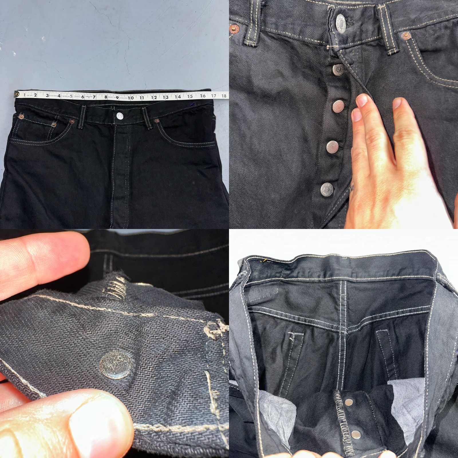 Levi's VINTAGE Levi's 501 Jeans 90s Straight Leg Black Overdye 36x30 501 Series Mens Denim Cotton Classic Regular Button 5-Pocket Size US 36 / EU 52 - 8 Thumbnail