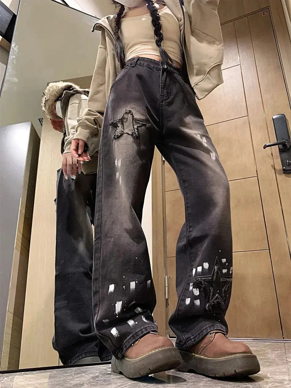 Japanese Brand Retro splashed ink straight leg jeans Size US 32 / EU 48 - 4 Thumbnail