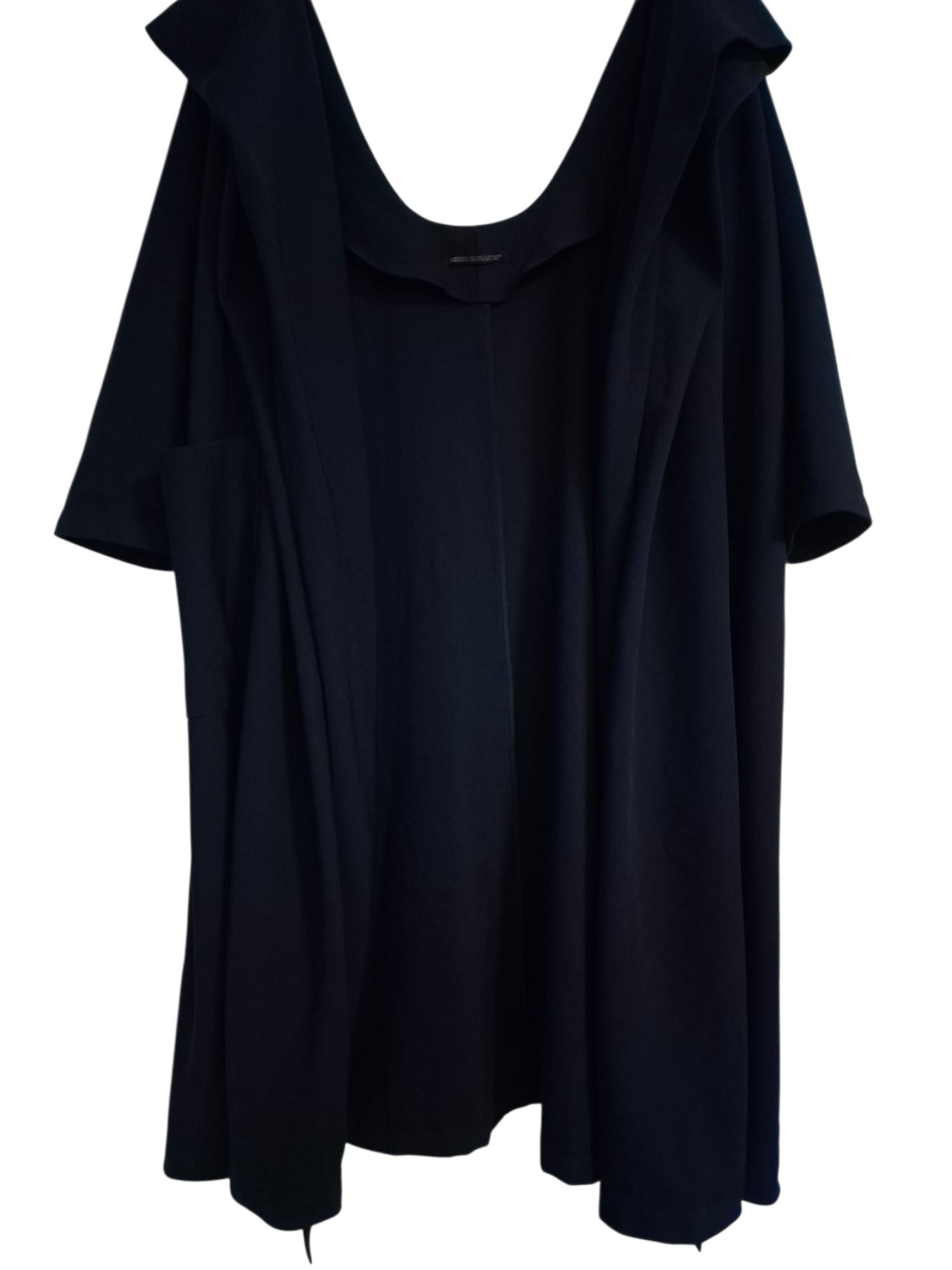 Yohji Yamamoto 90s Yohji Yamamoto Femme Dark Navy Wool Gabardine Drape Coat Size S / US 4 / IT 40 - 3 Thumbnail