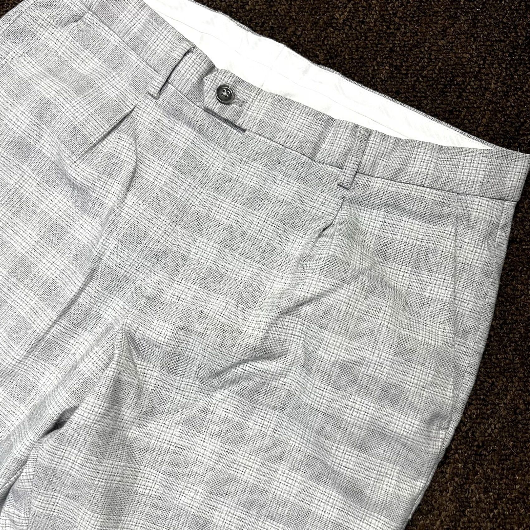 Express Express Dress Pants Mens 34 X 26 Producer Straight Leg Gray Plaid Flat Front Pants Size US 34 / EU 50 - 4 Thumbnail