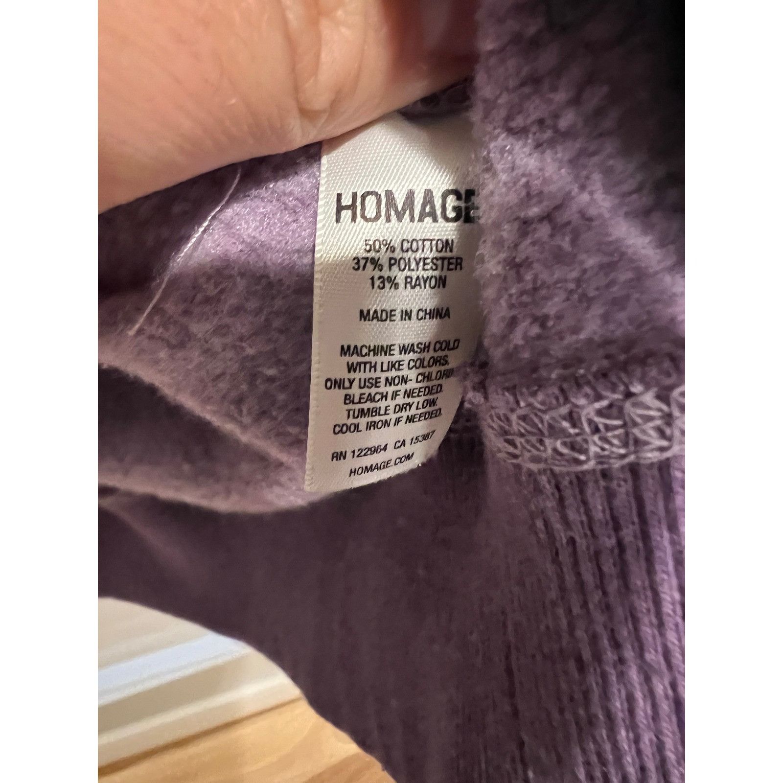 Homage Homage Fleece Lined Purple Pullover Hoodie Sweatshirt Mens X Size US XL / EU 56 / 4 - 4 Thumbnail