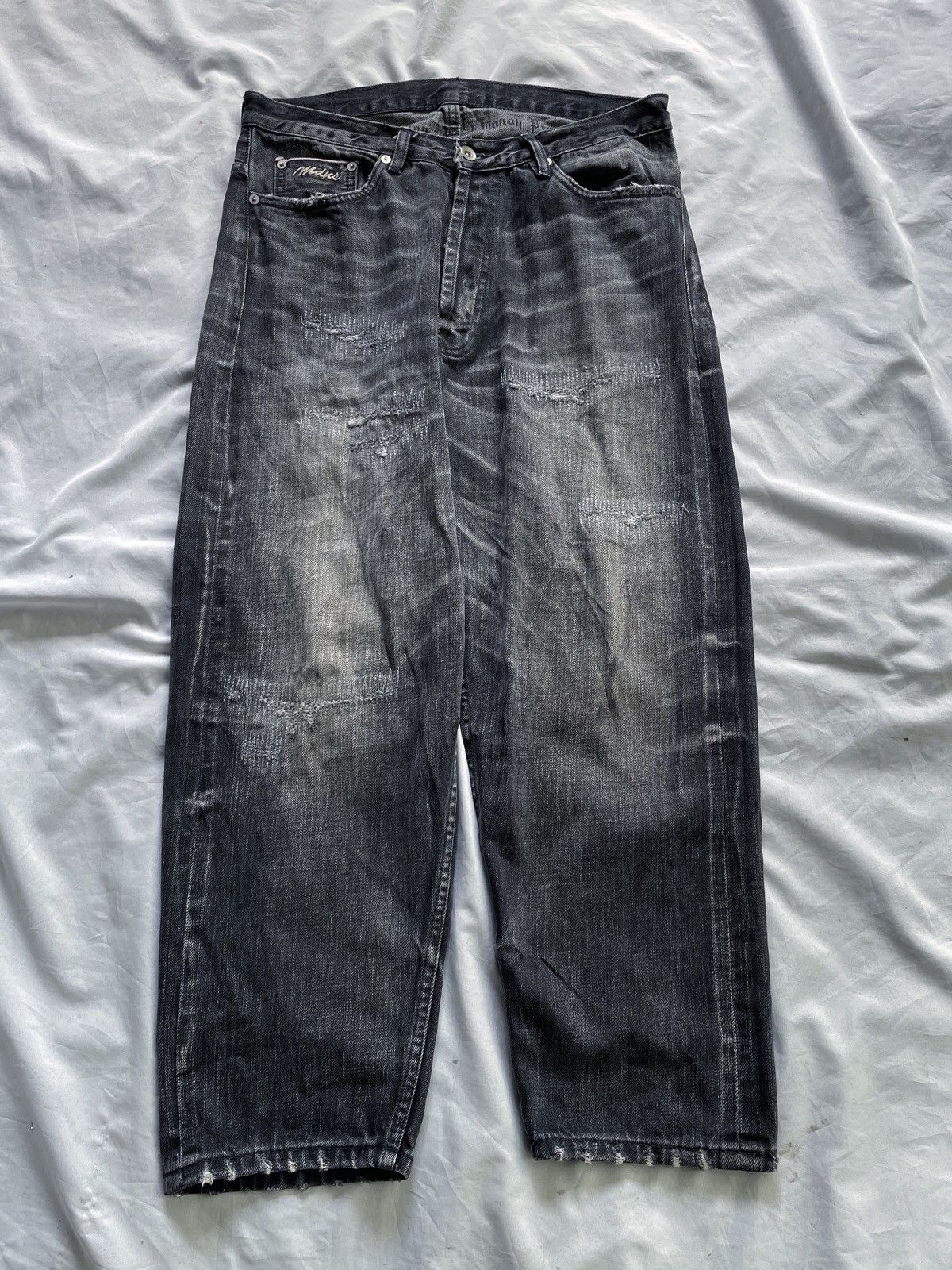 Madness MADNESS DISTRESSED BAGGY DENIM PANTS SELVEDGE Size US 34 / EU 50 - 1 Thumbnail