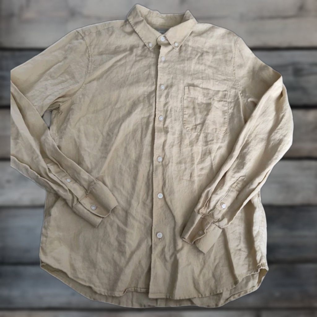 Everlane Vintage Everlane Linen Button Up Shirt Men Medium Long Sleeve Casual Yellow Size US M / EU 48-50 / 2 - 1 Thumbnail