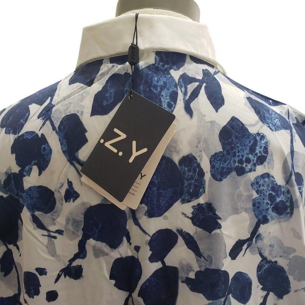 Designer Ct1411a C.O.Z.Y. Nwt Ladies Shirt With Blue Flowers Size 12 Size XL / US 12-14 / IT 48-50 - 4 Thumbnail