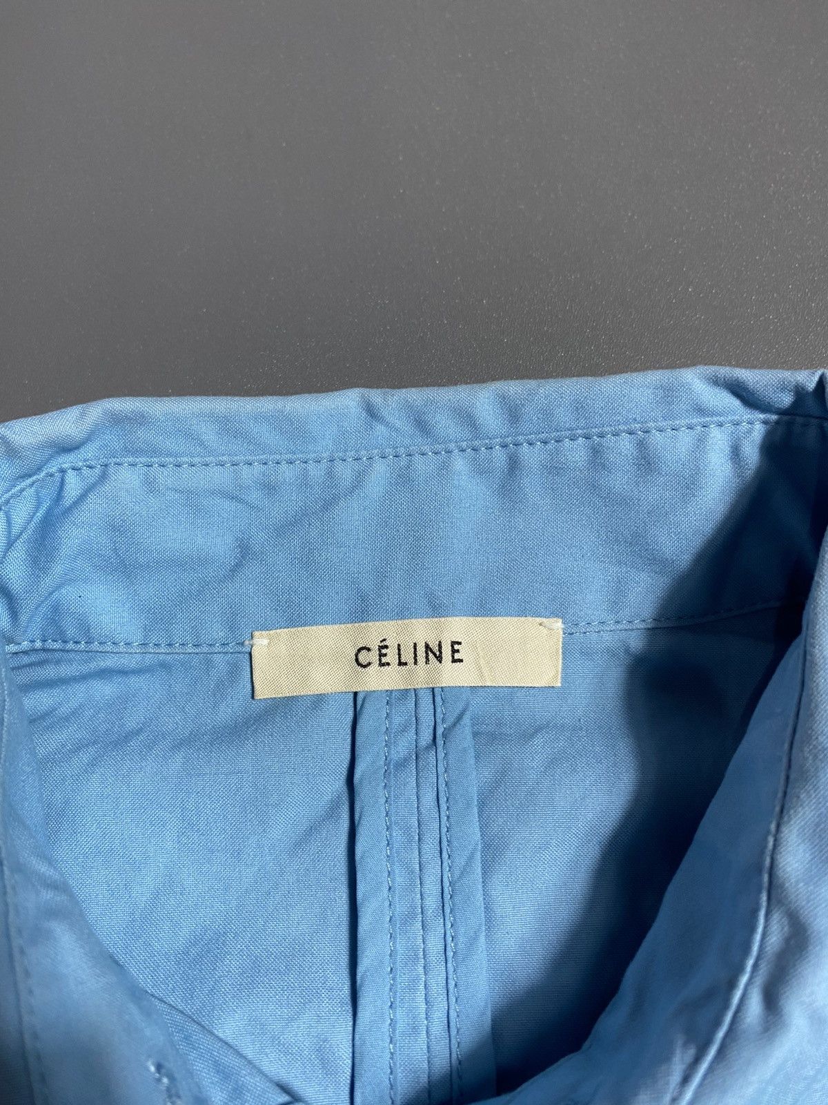 Celine CELINE Phoebe Philo Blue Cotton Silver d Ring Belt Shirt Size M / US 6-8 / IT 42-44 - 2 Thumbnail