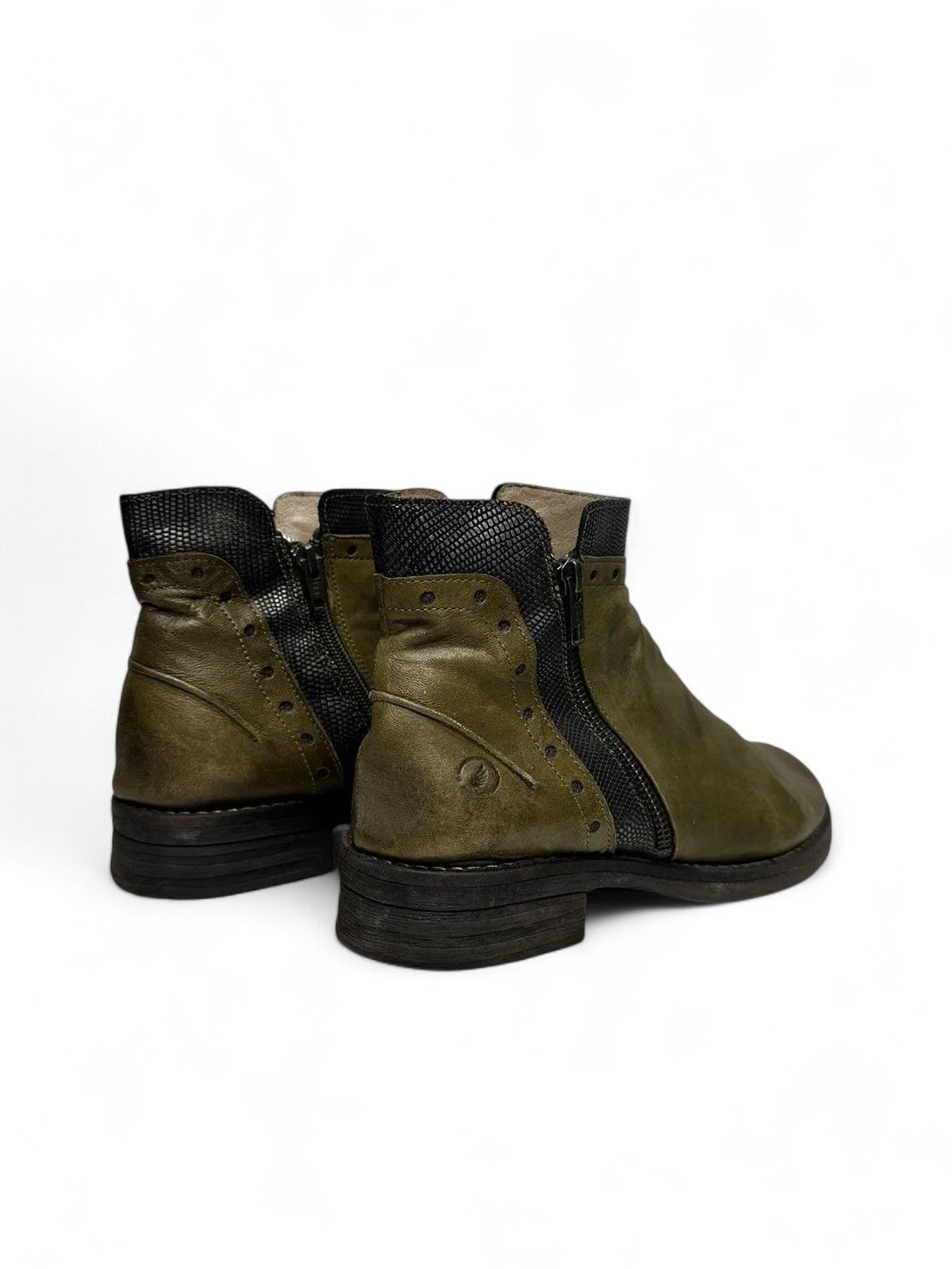 A.S.98 Vintage Casta Green Leather Boots Rare Y2K Style Size US 9 / IT 39 - 6 Thumbnail
