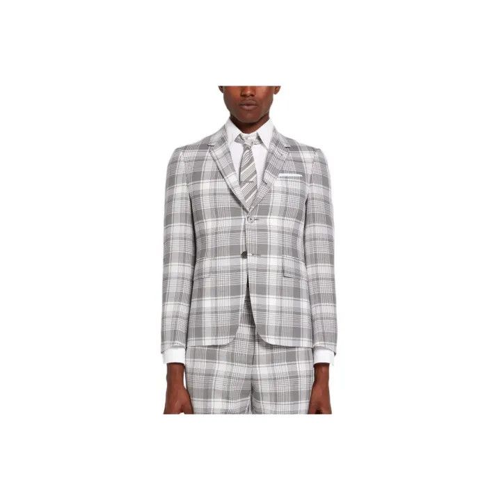 Thom Browne Thom Browne Gray Plaid Long Sleeve Suit 0079 Size US S / EU 44-46 / 1 - 1 Thumbnail