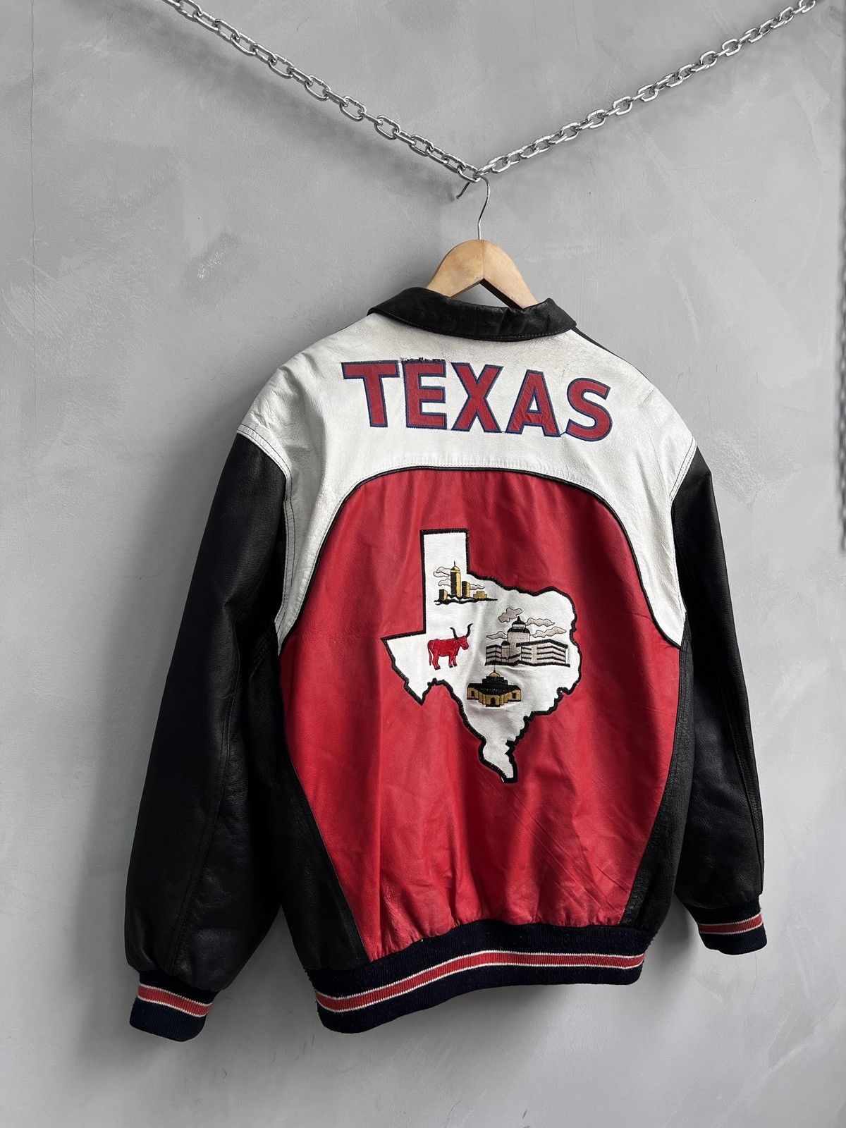 Vintage Retro 90s schott style aviator jacket leather TEXAS Size US L / EU 52-54 / 3 - 12 Thumbnail