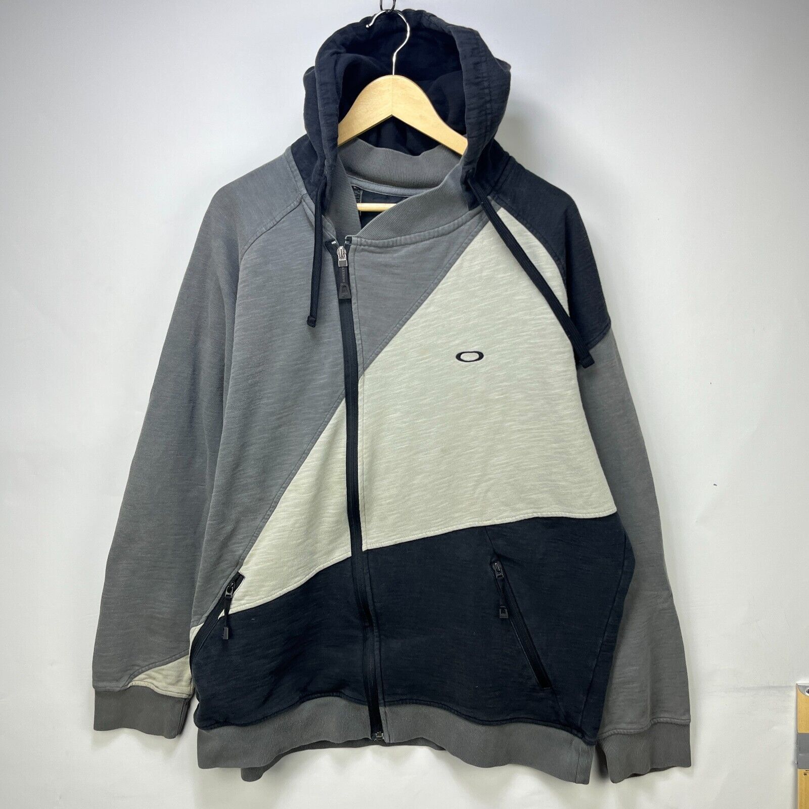 Y2K OAKLEY/ヴィンテージ加工 ジップアップフーディ/XXL