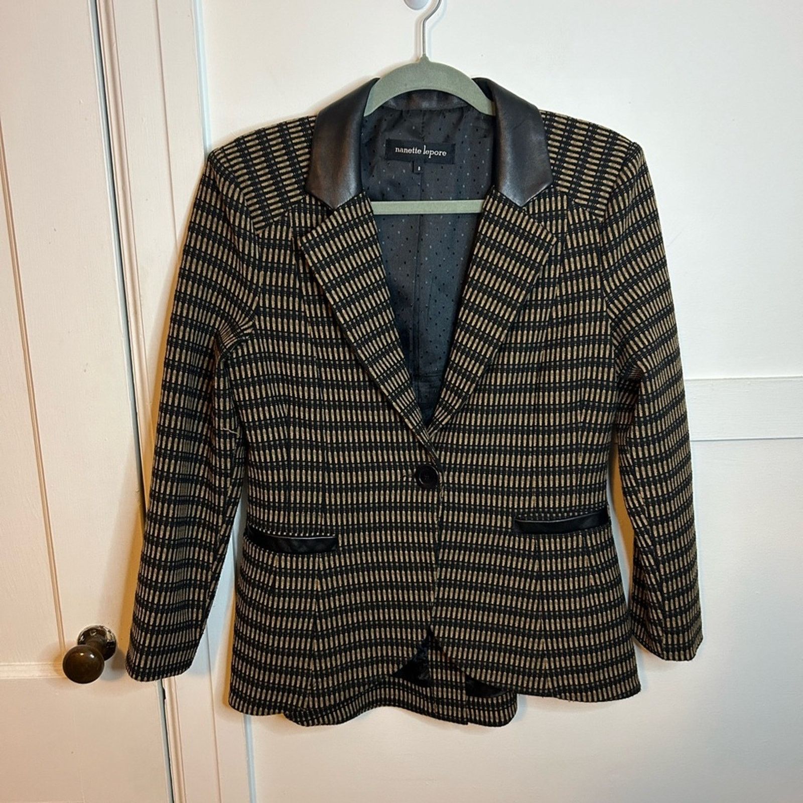 Nanette Lepore Nanette Lepore Two Tone Leather Trim Blazer Size XXL / US 16-18 / IT 52-54 - 6 Thumbnail
