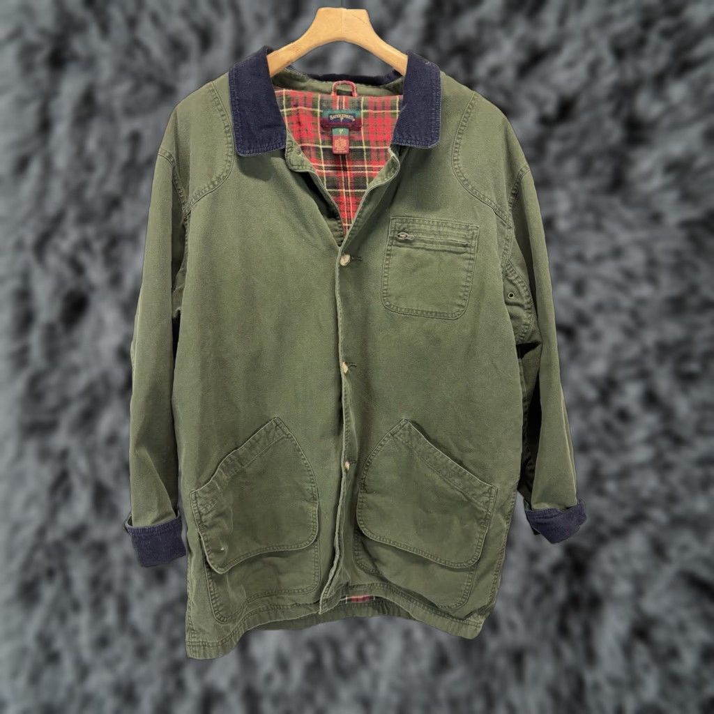 Vintage Vintage Saddlebred Canvas Barn Coat Jacket Men Large Green 90s Workwear Flannel Lined Size US L / EU 52-54 / 3 - 1 Thumbnail