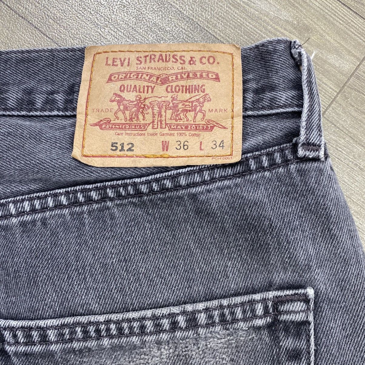 Levi's Vintage Clothing 1990s Vintage Levis 512 36x34 Black Faded Baggy Jeans Size US 35 - 14 Thumbnail