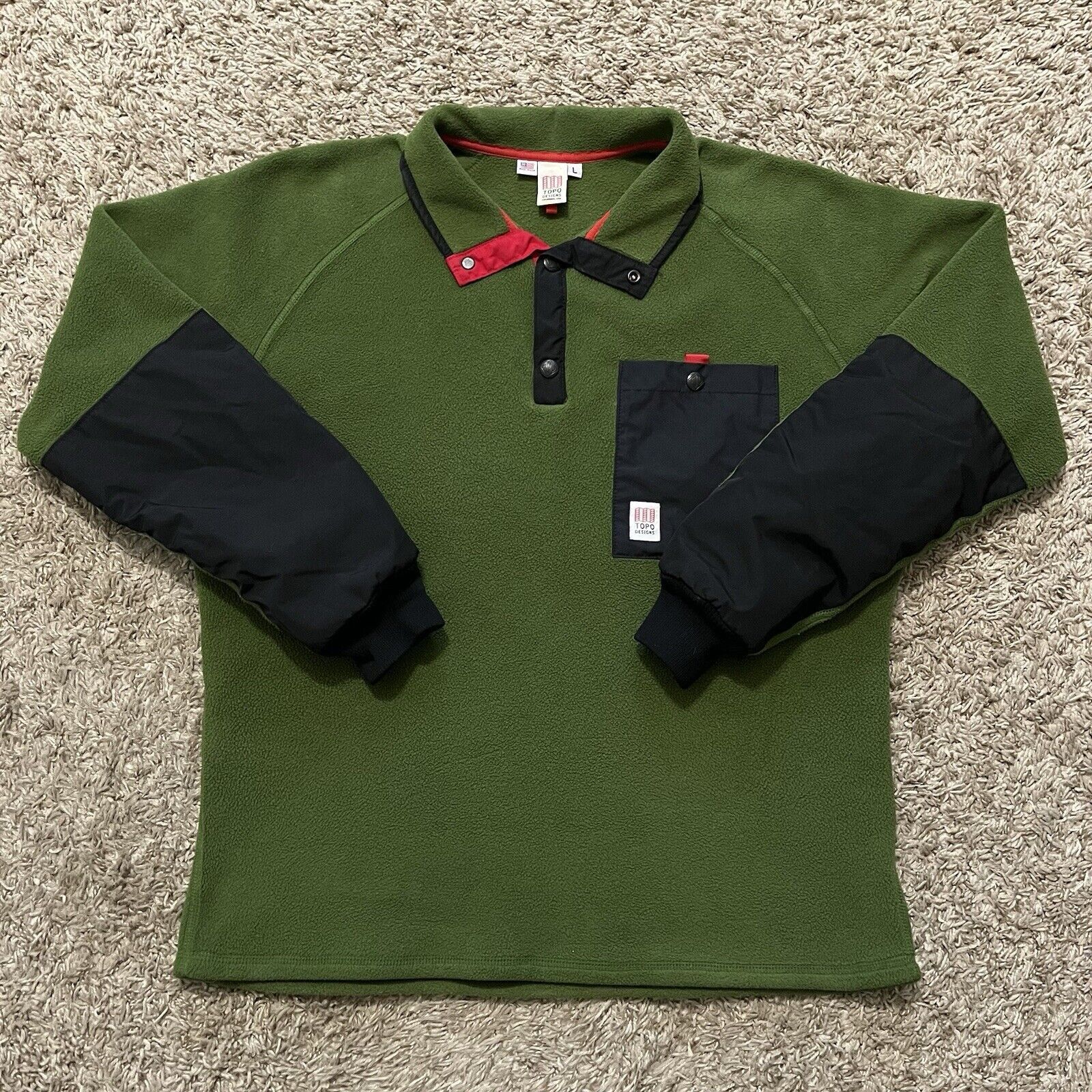Topo Designs Mountain Fleece Polartec Snap Button Up Pullover Jacket Size US L / EU 52-54 / 3 - 1 Thumbnail