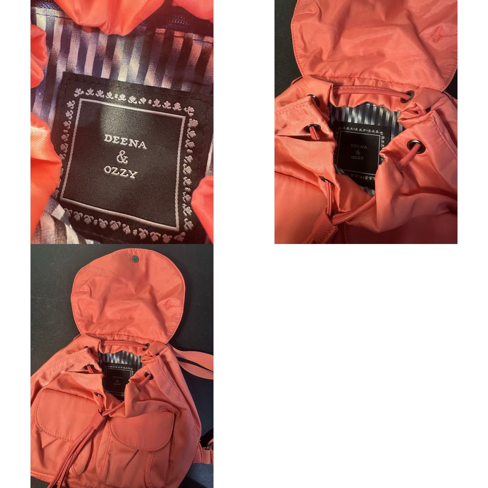 Vintage Deena & Ozzy Backpack Women Pink Front Pockets Magnetic Drawstring Bag Size ONE SIZE - 8 Thumbnail