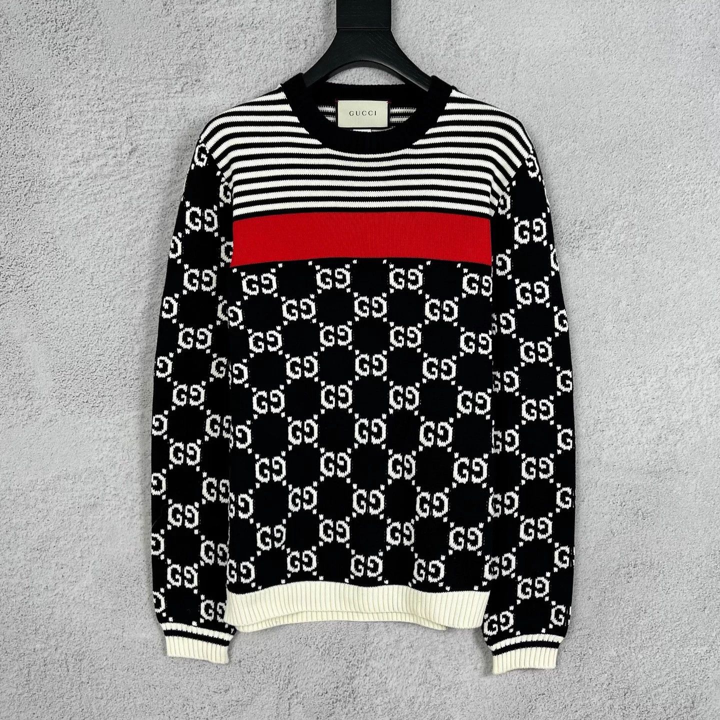 Gucci Gucci GG jacquard stripe sweater black and red S Size US S / EU 44-46 / 1 - 1 Thumbnail