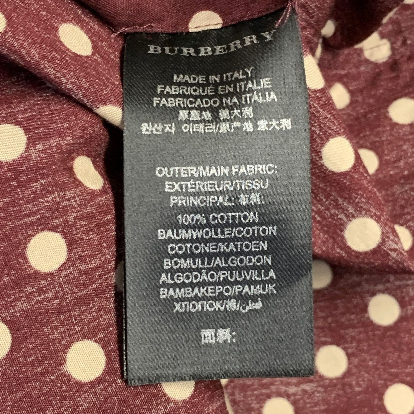 Burberry Prorsum BURBERRY PRORSUM Burgundy Polka Dot Cotton Long Sleeve Shirt Size US L / EU 52-54 / 3 - 5 Thumbnail