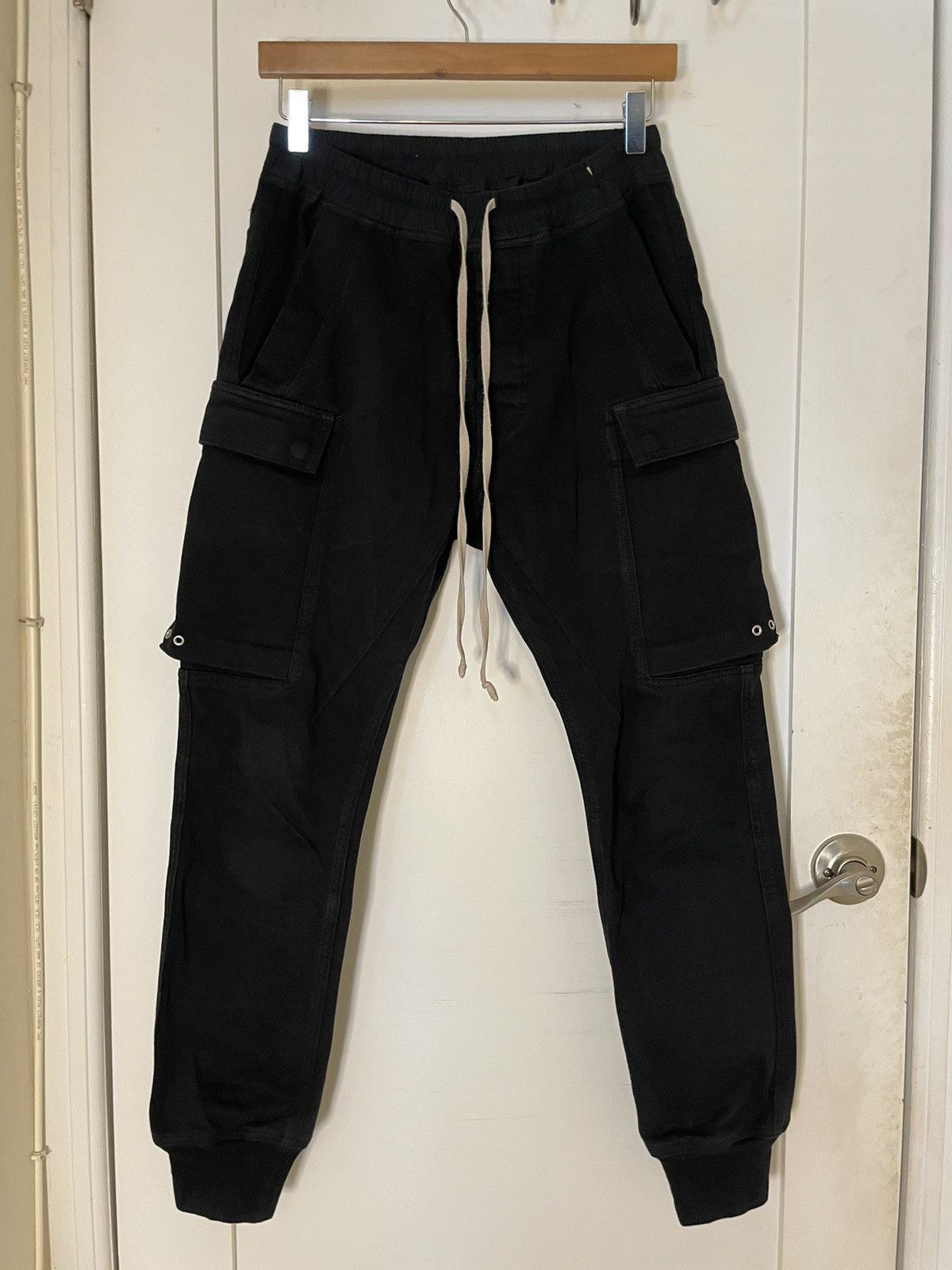 image of Rick Owens Black Jogger Cargo Trousers, Men's (Size 30)