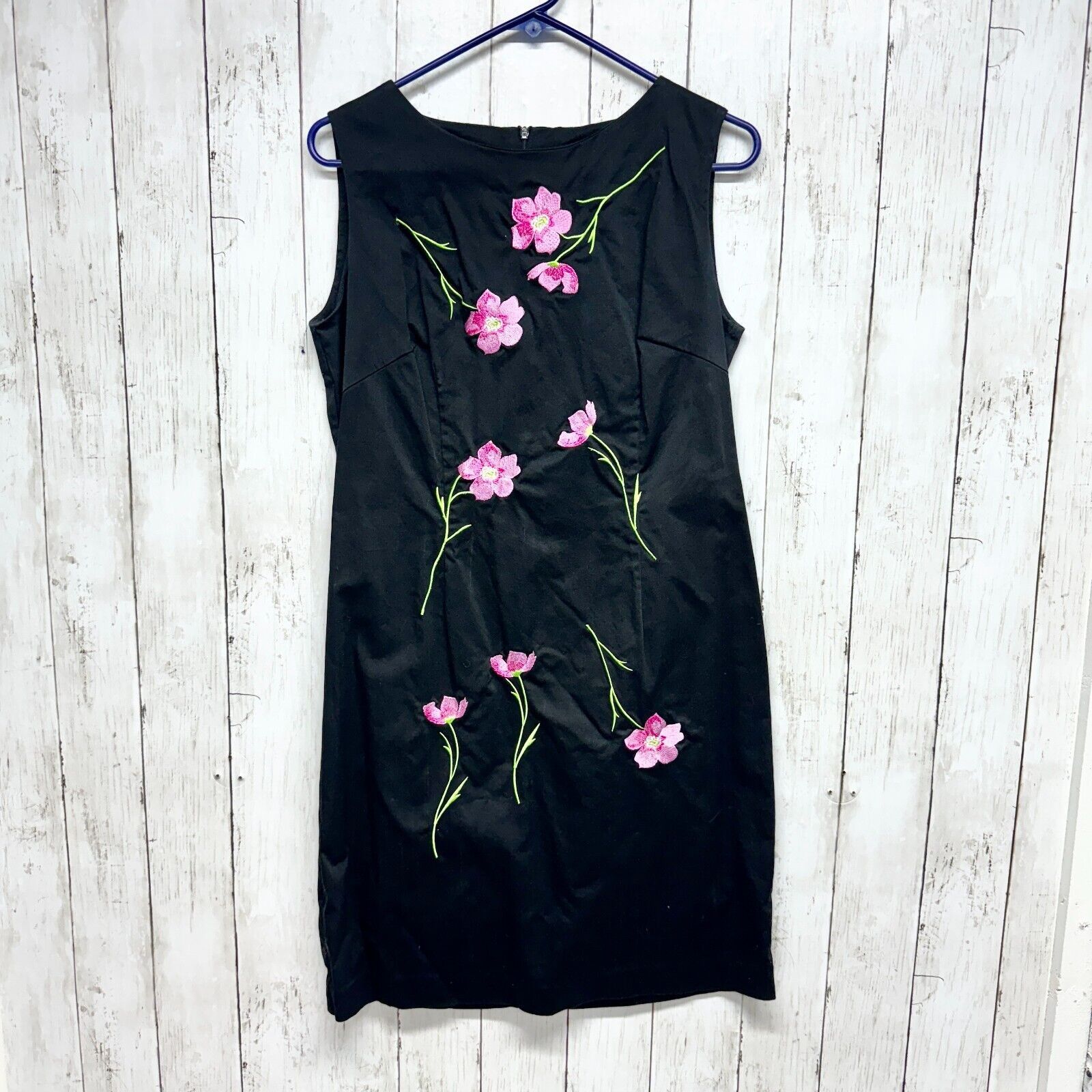 Vintage Danny & Nicole Black Sleeveless 8 Dress Embroidered Flower Size M / US 6-8 / IT 42-44 - 1 Thumbnail