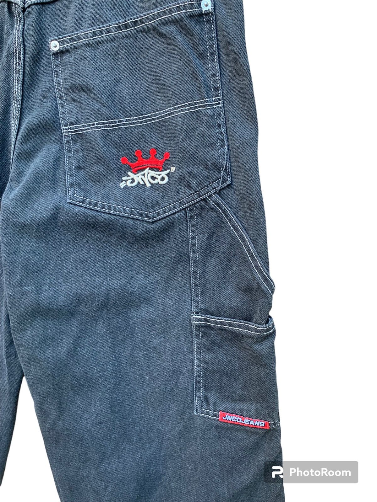 JNCO Rare!! JNCO JEANS Baggy Carpenter Crown Embroidered Denim Size US 31 - 1 Thumbnail