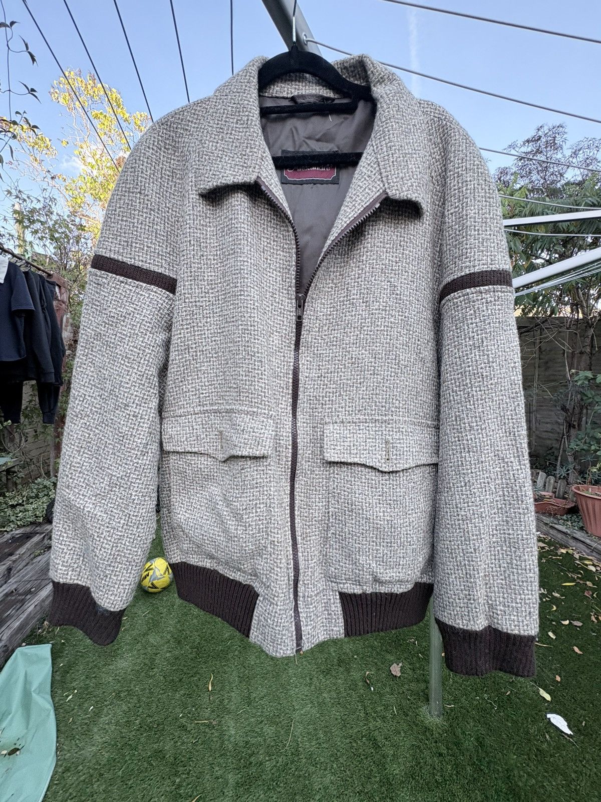 Alexandre Plokhov Vintage 1970s/80s Alexandre Wool Tweed Bomber Jacket Size US L / EU 52-54 / 3 - 1 Thumbnail