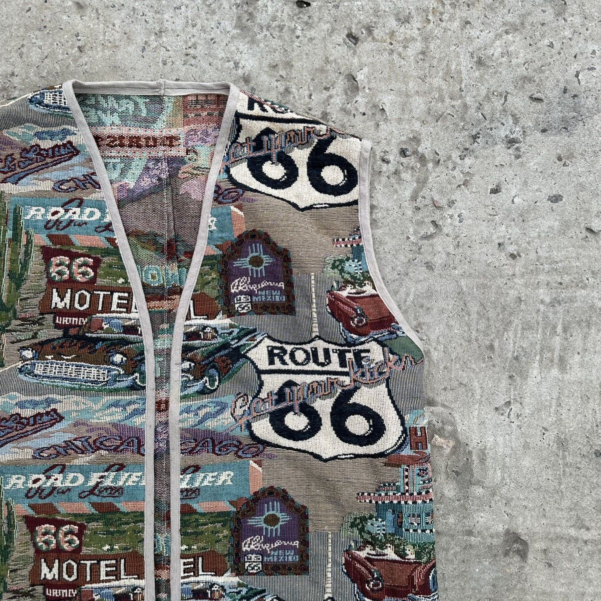 If Six Was Nine × Japanese Brand Vintage Tapestry Vest Rout 66 Hand Made Custom Moto Size US L / EU 52-54 / 3 - 5 Thumbnail