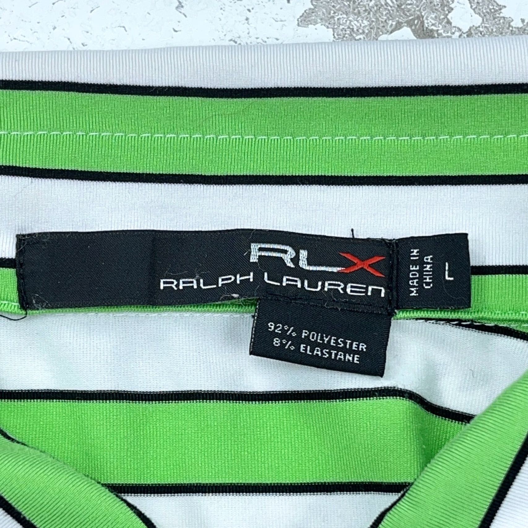 RLX Ralph Lauren RLX Ralph Lauren Polo Shirt Men Large Green White Striped Performance Golf Adult Size US L / EU 52-54 / 3 - 3 Thumbnail