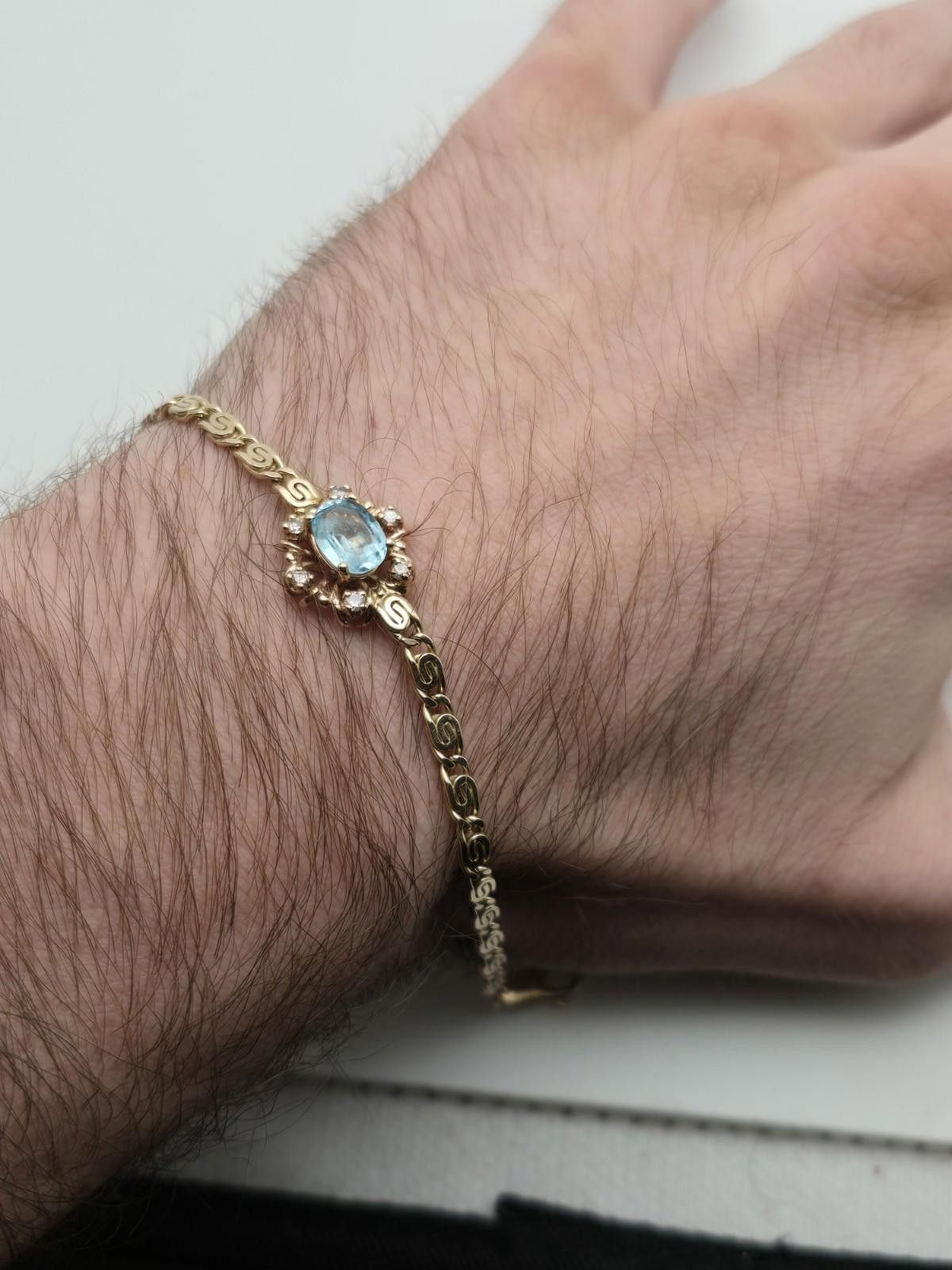 MR & MRS ITALY Vintage 14K Gold Sapphire Diamond Bracelet Italy Size ONE SIZE - 7 Thumbnail