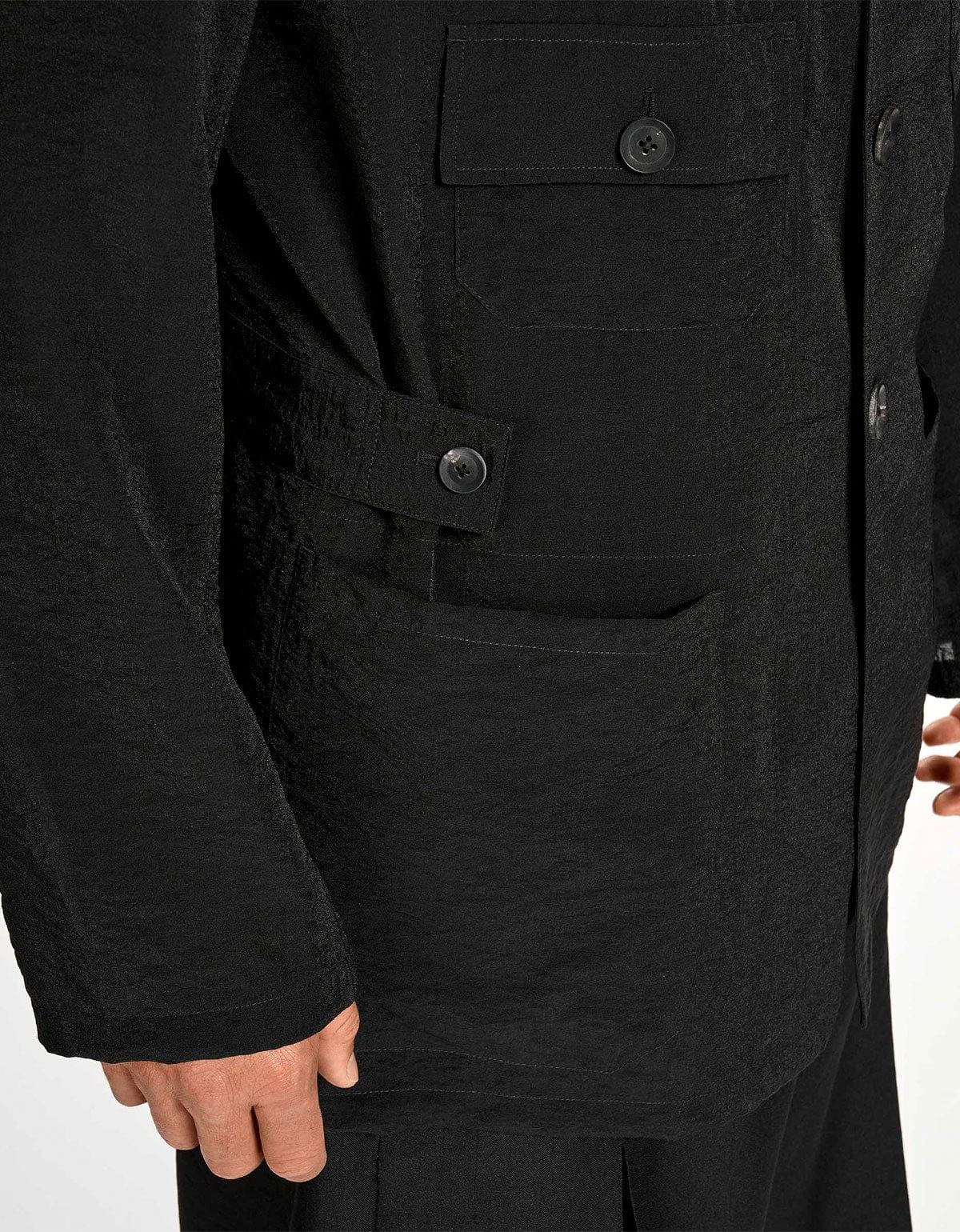 Y-3 Y-3 Black Crinkle Viscose Chore Coat Size US M / EU 48-50 / 2 - 7 Thumbnail
