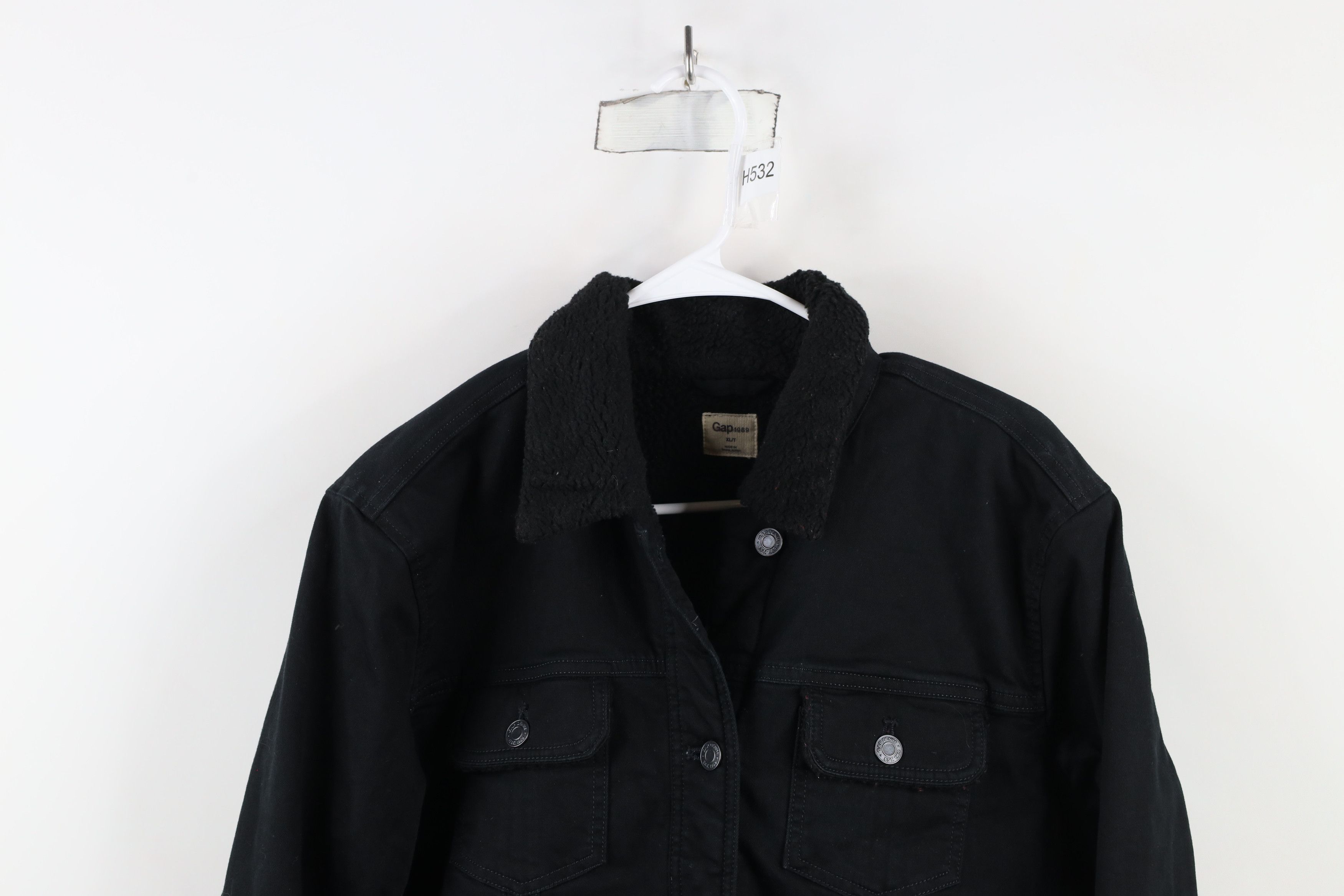 Gap × Vintage Vintage Y2K Gap Deep Pile Fleece Lined Trucker Jacket Black Size XL / US 12-14 / IT 48-50 - 2 Thumbnail
