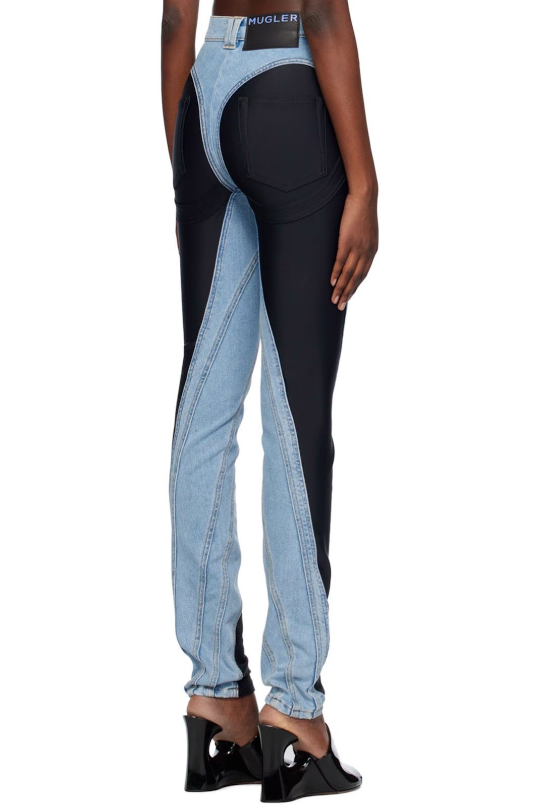 Thierry Mugler MUGLER - Blue Spiral Jeans Size 27" / US 4 / IT 40 - 3 Thumbnail