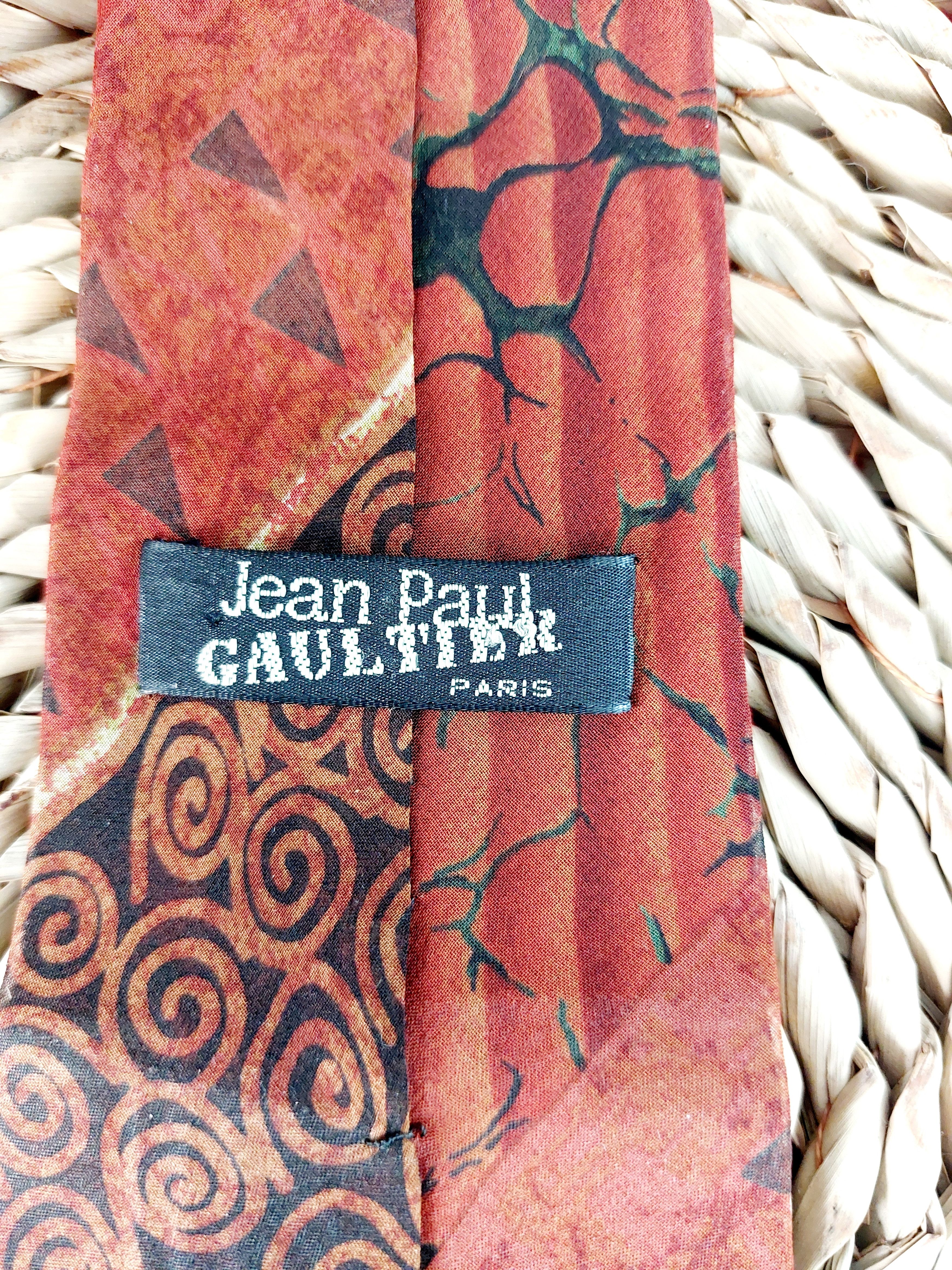 Jean Paul Gaultier ean Paul Gaultier Printed Silk Tie Art Spiral Necktie Tie Size ONE SIZE - 9 Thumbnail