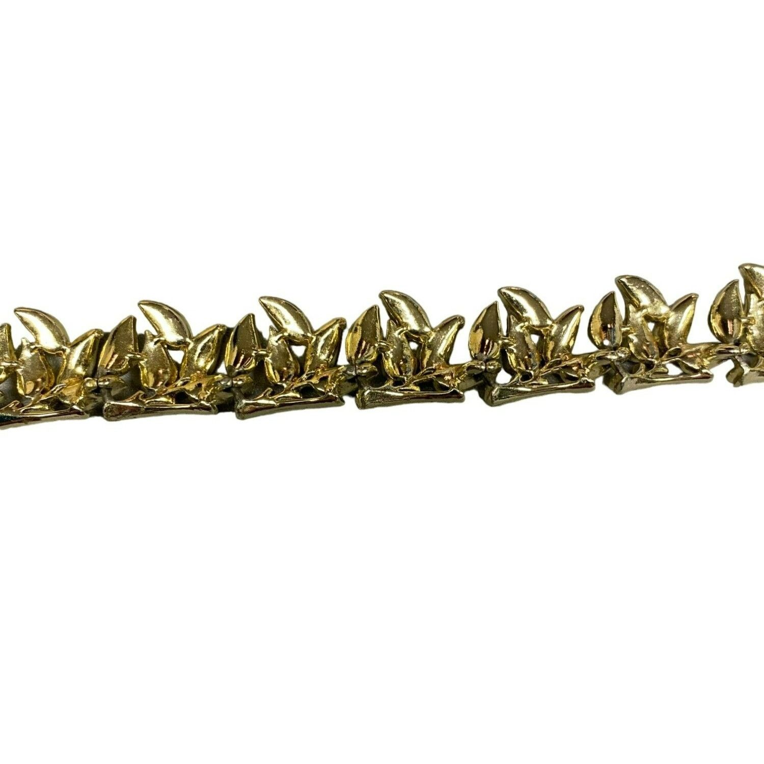 Other Vintage Signed CORO Gold tone Leaf Hook Necklace Choker 17" Size ONE SIZE - 3 Thumbnail