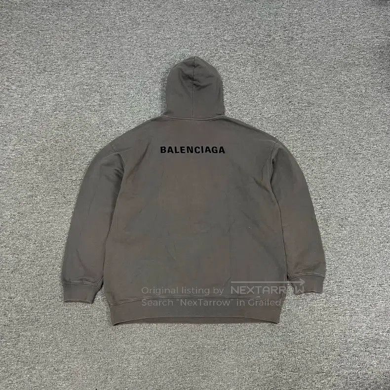 Balenciaga Front and Back Embroidered Logo Hooded Sweatshi