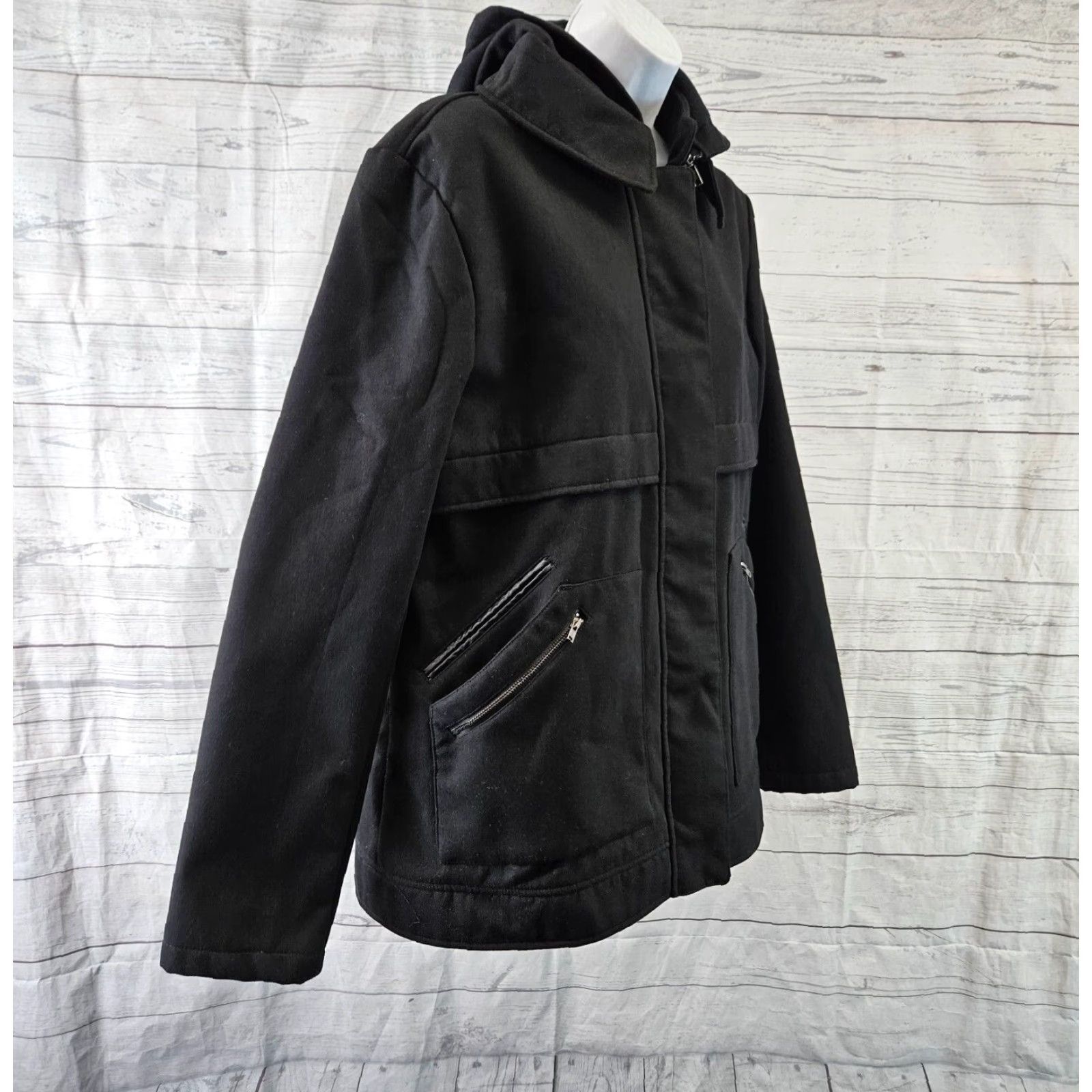 Fabletics Fabletics Pella Coat Women's Large Black Hooded Zip Pockets Long Sleeve Jacket, Fall Winter, Regular, Womens Size L / US 10 / IT 46 - 2 Thumbnail