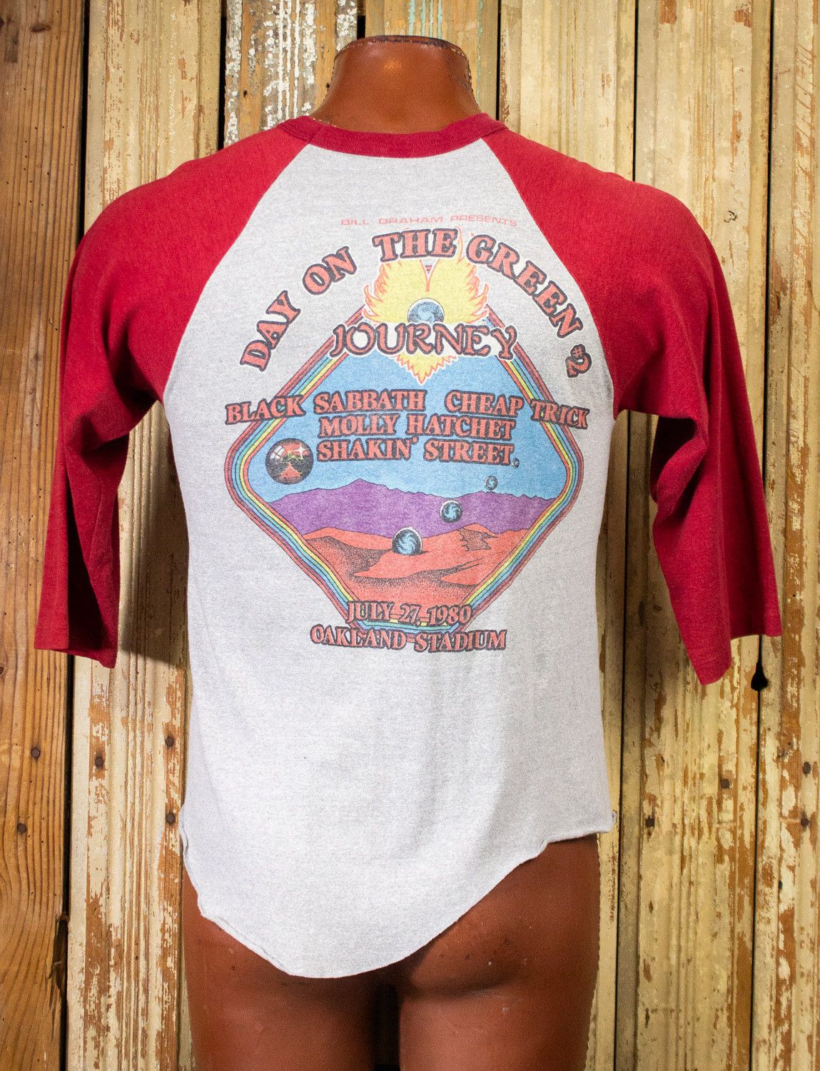 Band Tees × Vintage Vintage Journey Day On The Green Raglan Concert T Shirt 1980 Size US M / EU 48-50 / 2 - 2 Thumbnail