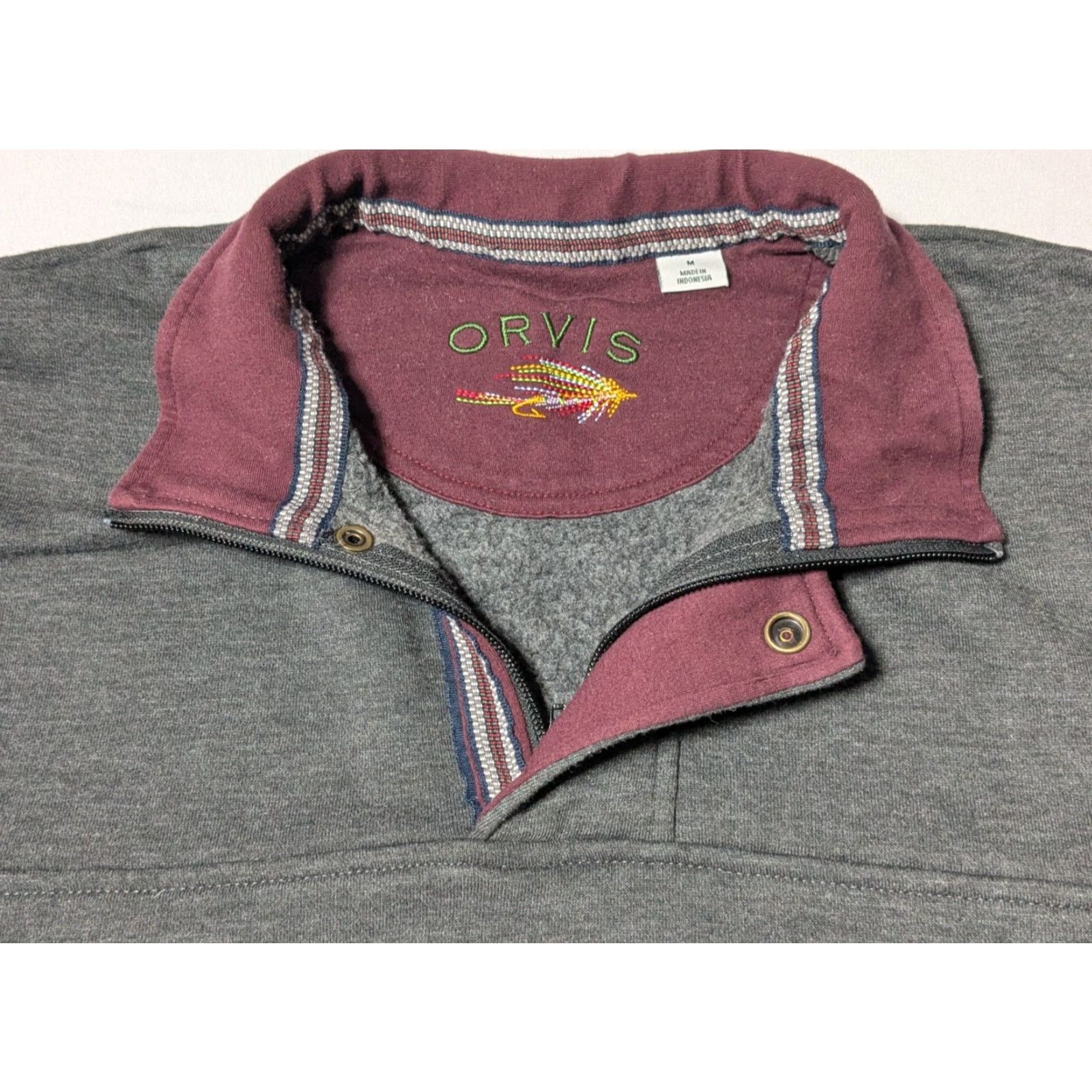 Orvis ORVIS Men Medium Gray Cotton Blend 1/4 Zip Signature Fleece Lined Sweatshirt Size US M / EU 48-50 / 2 - 5 Thumbnail