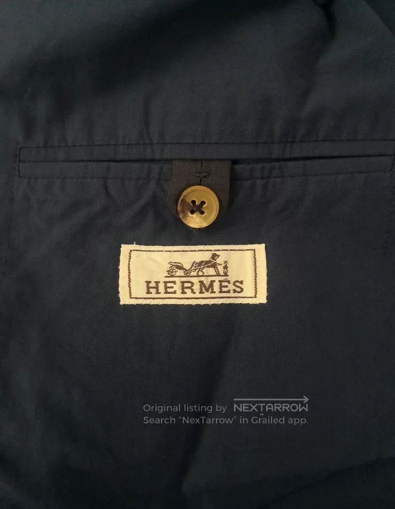 Hermes Hermes Casual Blazer Jacket, 62% Cotton + 38% Linen, Dark Size 52R - 3 Thumbnail