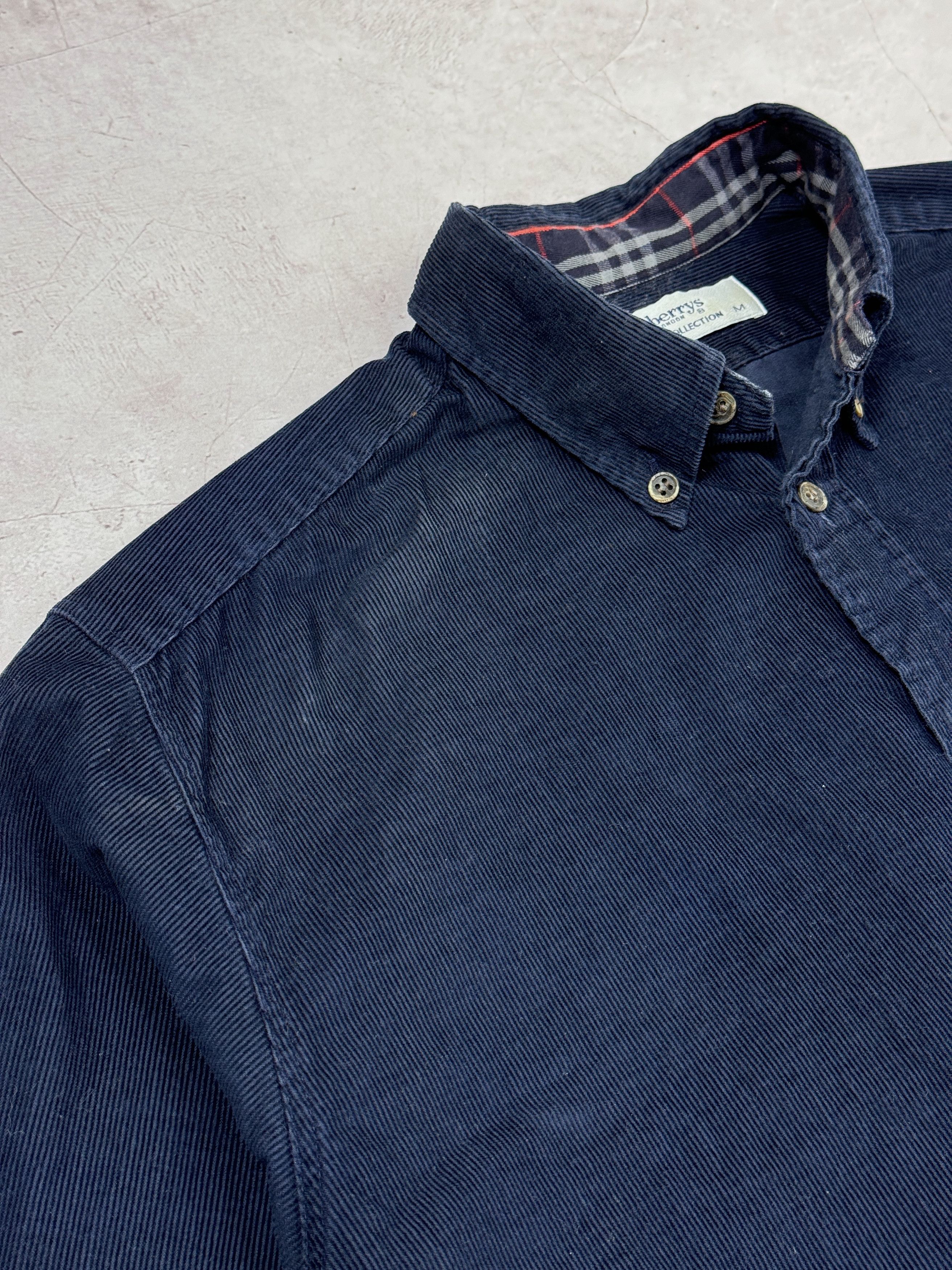 Burberry × Vintage Burberrys Corduroy Shirt Dark Blue & Nova Check Cuffs Size US L / EU 52-54 / 3 - 8 Thumbnail