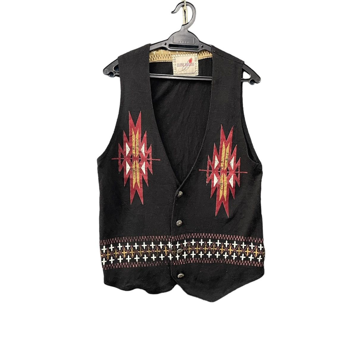 image of Mexican Native Navajo Vest in Black, Men's (Size Small)